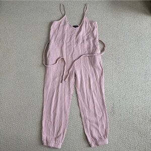 Shinestar pink jumpsuit gauze tie waist Size L